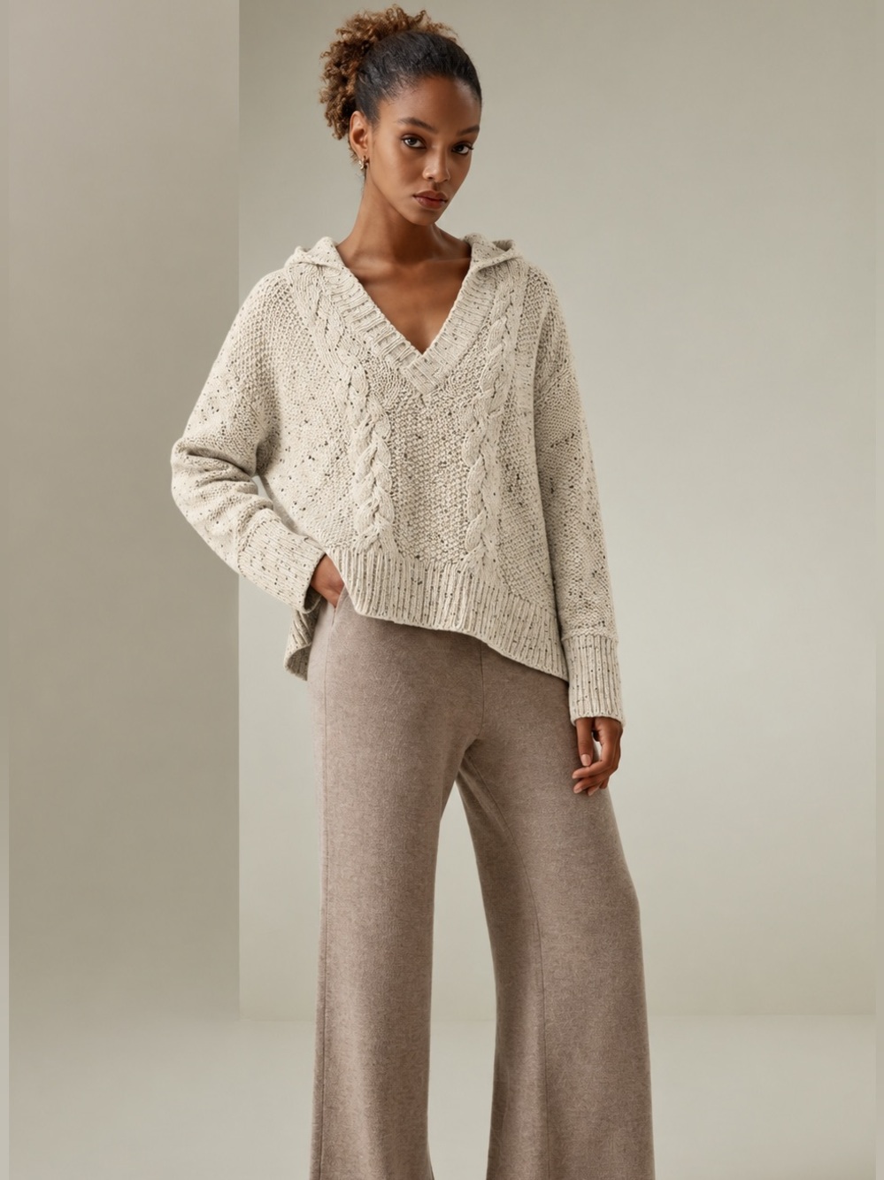 MASON by Michelle Mason $475 oversized V neck speckled knit sweater